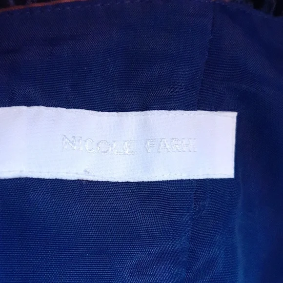 Silk Nicole Farhi Ballgown Navy Blue & Bronze full skirt Strapless bodice UK 14 - Picture 11 of 12